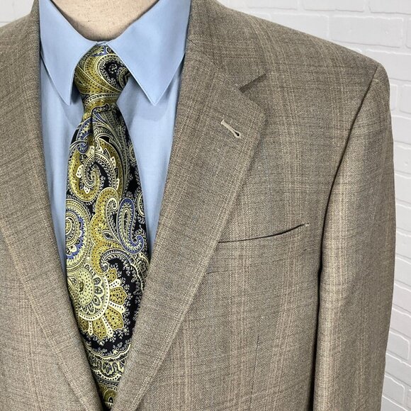 Jos A Bank Blazer Men 41R Green Plaid Gordon Signature‎ Wool Silk Jacket Classic - Picture 1 of 14